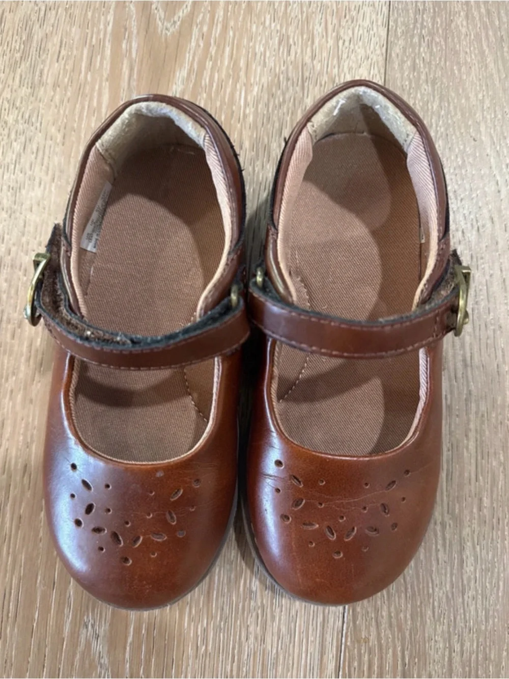 Stride Rite Girls Brown Leather Mary Jane Strap Shoes